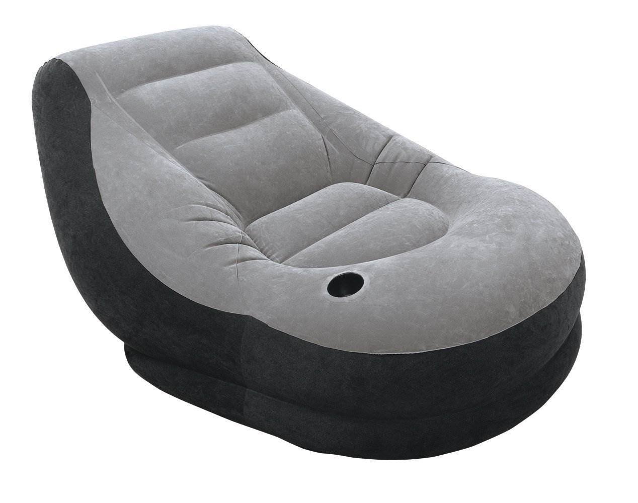 Intex Inflatable Corner Living Room Neutral Sectional Sofa & Lounge Chair Set - VMInnovations
