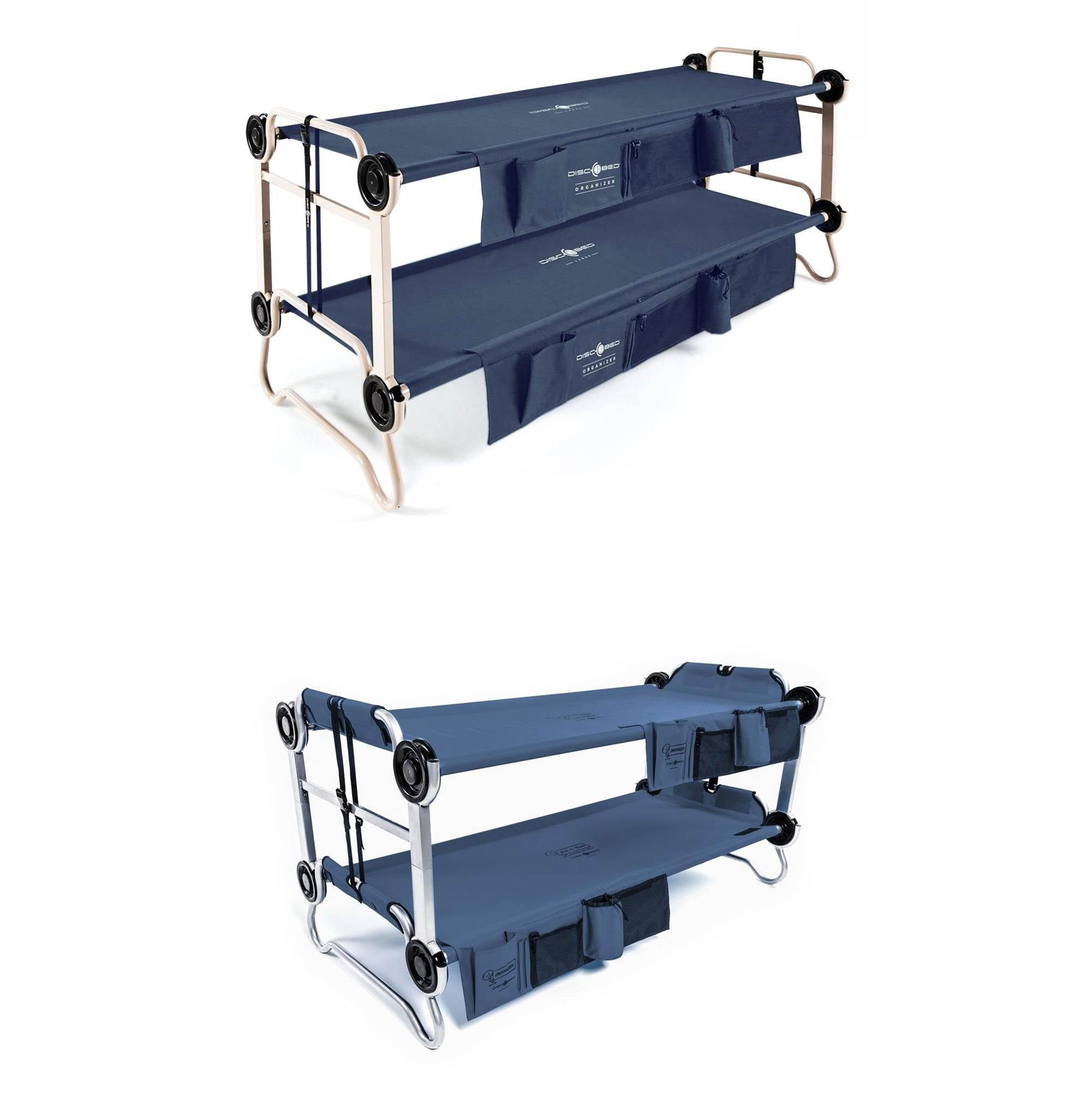 Disc-O-Bed Large Cam-O-Bunk Cot with Organizers & Youth Kid-O-Bunk Camping Cot - VMInnovations
