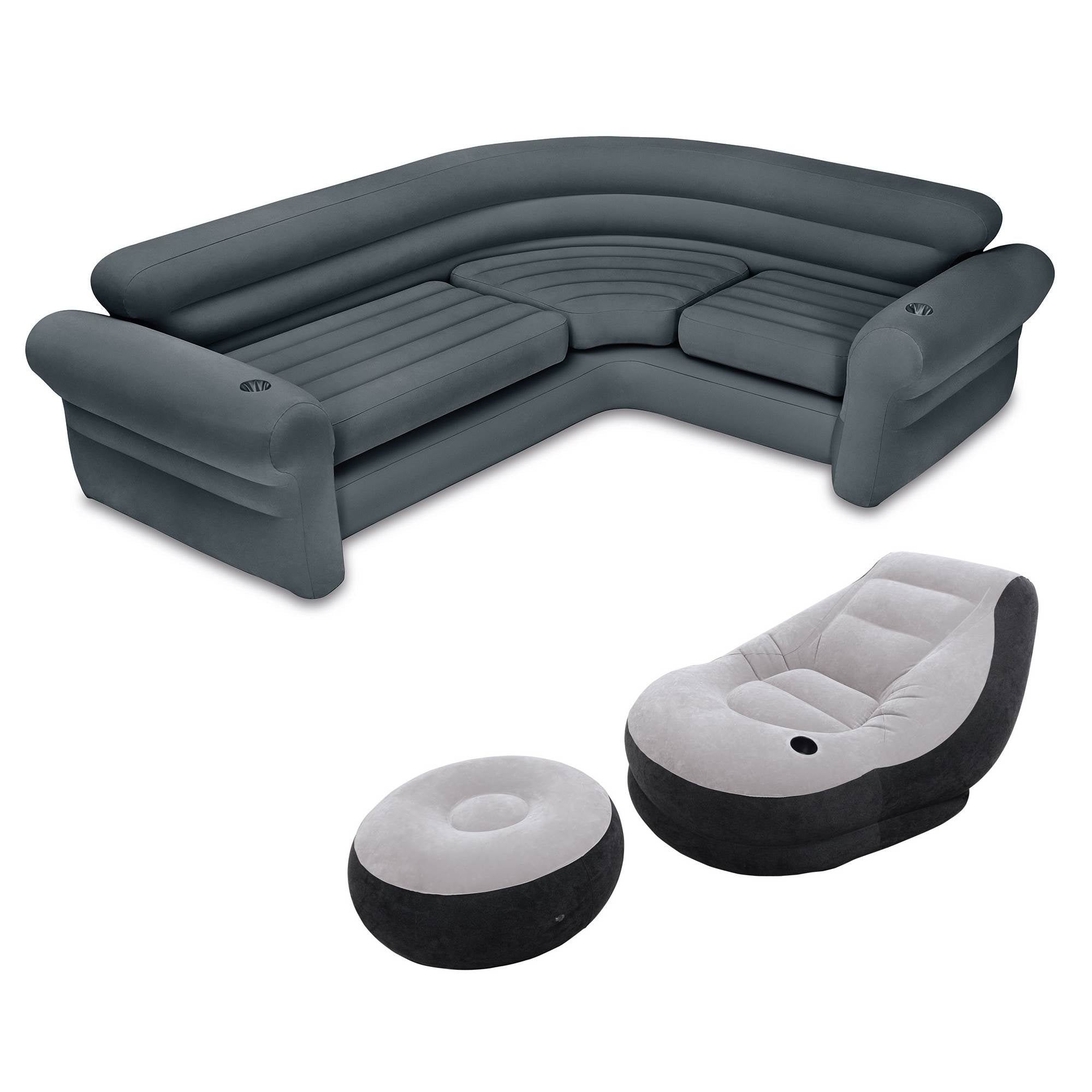 Intex Inflatable Corner Sectional Sofa & Ultra Lounge Chair and Ottoman Set - VMInnovations
