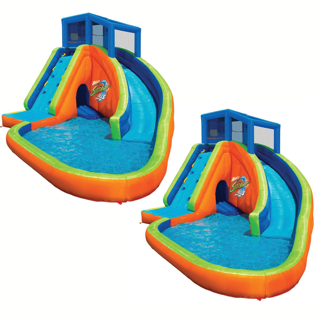 Banzai Falls Inflatable Water Park Kiddie Pool with Slides & Cannons (2 Pack) - VMInnovations