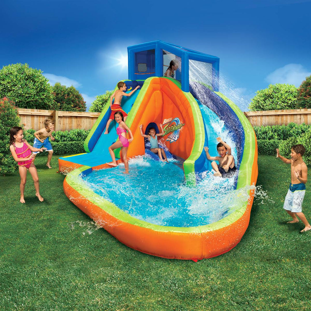 Banzai Falls Inflatable Water Park Kiddie Pool with Slides & Cannons (2 Pack) - VMInnovations