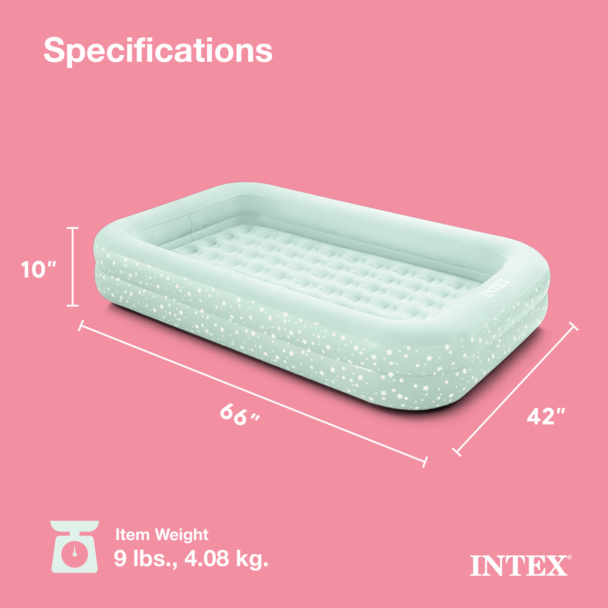 Intex Kids Travel Air Mattress Bed with Raised Sides and Hand Pump (For Parts)