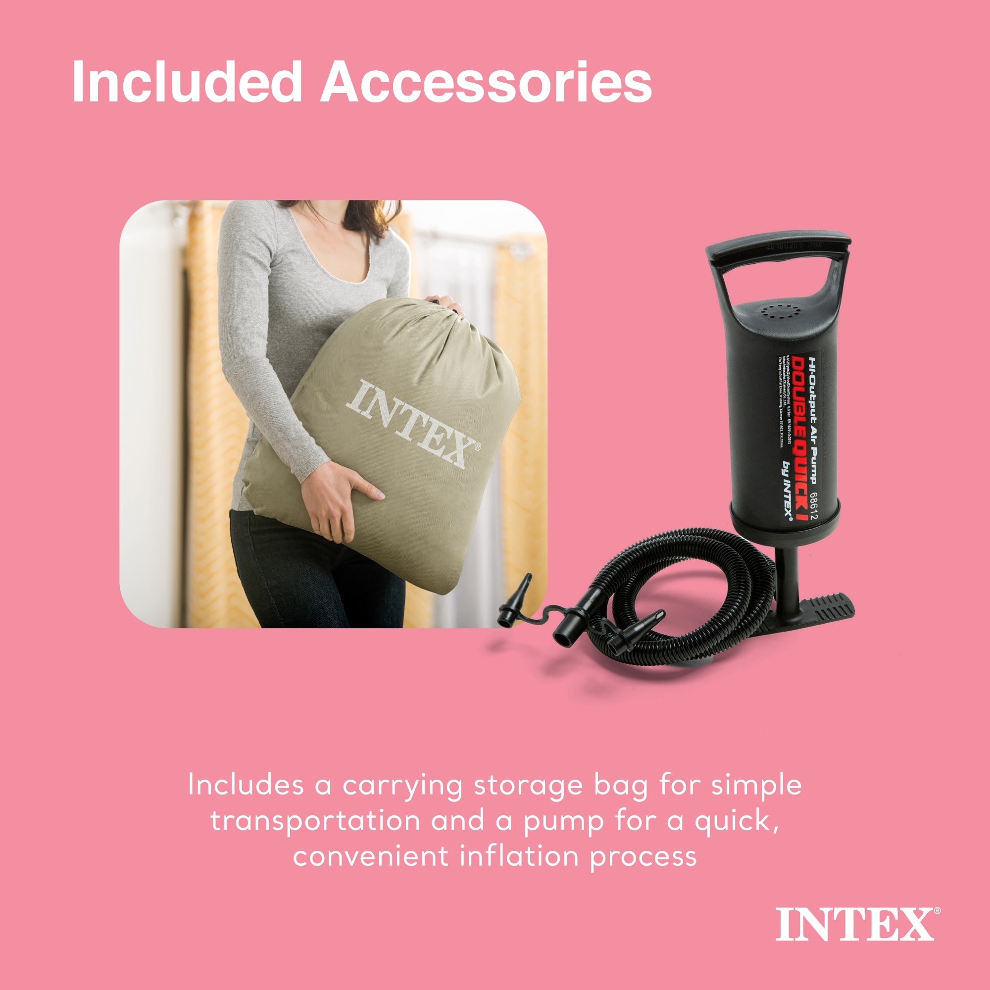 Intex Kids Travel Inflatable Air Mattress with Raised Sides & Hand Pump (2 Pack) - VMInnovations