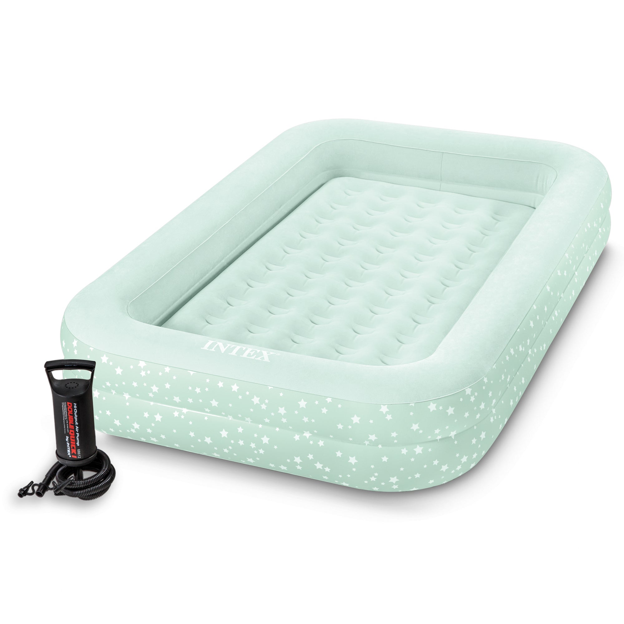Intex Kids Inflatable Raised Frame Travel Air Mattress w/ Hand Pump (Open Box)