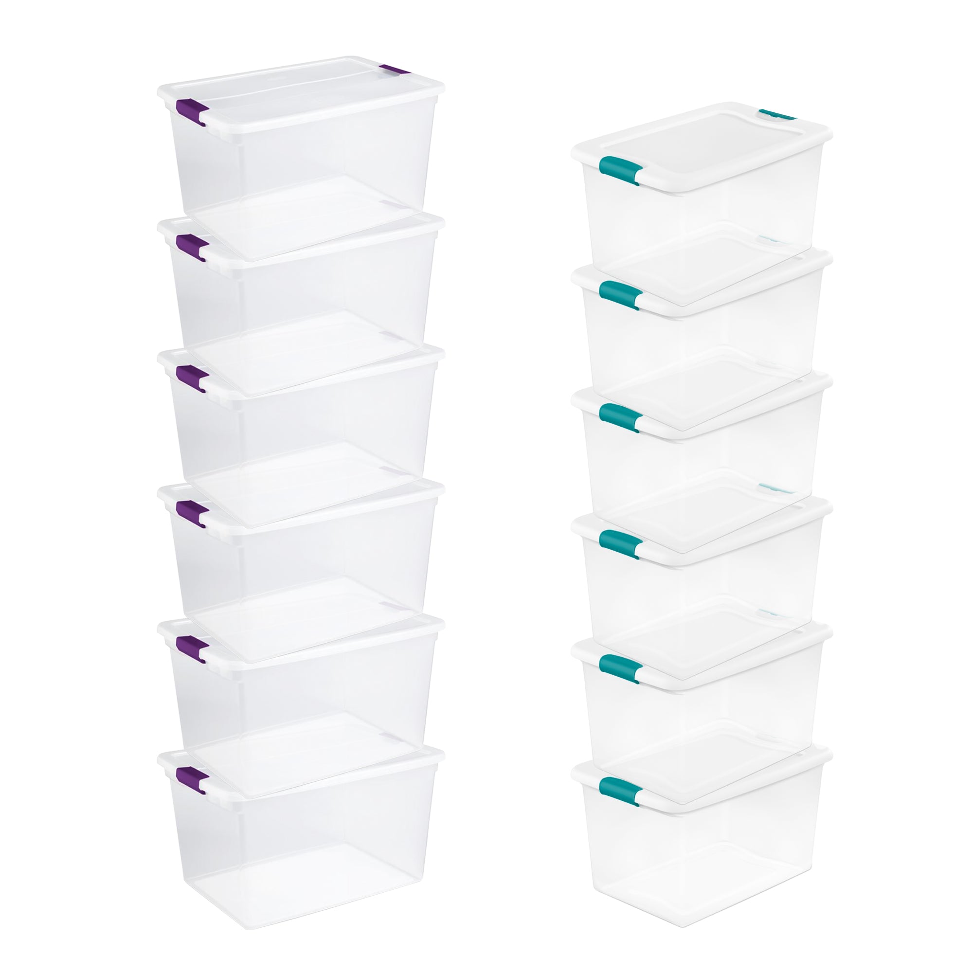 Sterilite 64 Qt Clear Storage Tote, 6 Pack, and 66 Qt Clear Storage Tote, 6 Pack