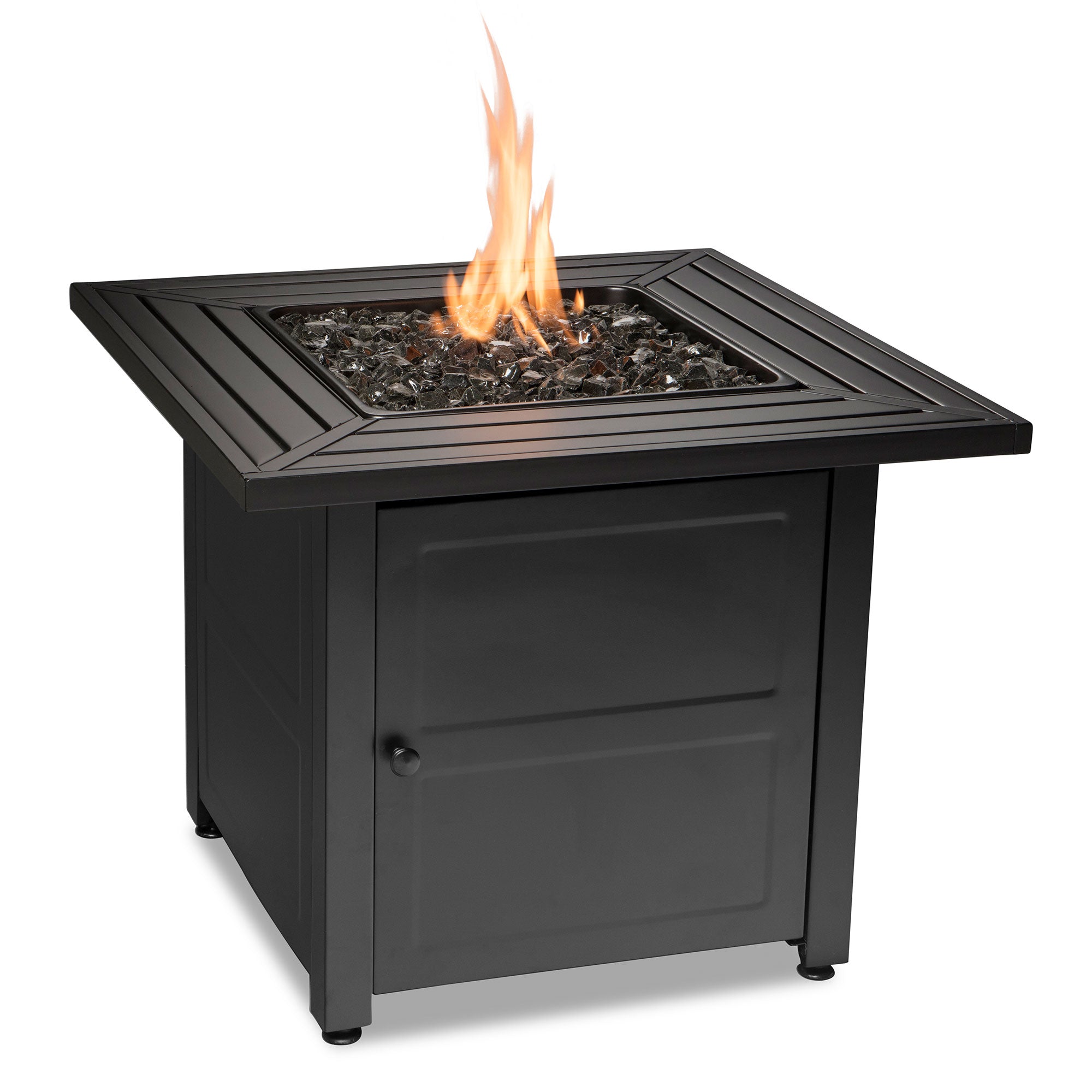 Endless Summer 30 inch Propane Gas Fire Pit Table with Lava Rock, Black (Used)