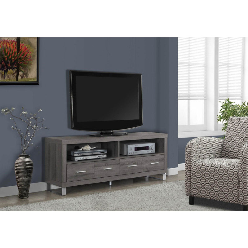 Monarch 60" Entertainment Center TV Stand, Dark Taupe & 2 Pc. Nesting End Tables