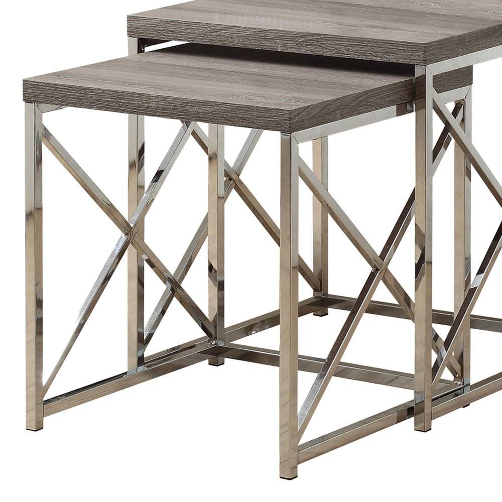 Monarch 60" Entertainment Center TV Stand, Dark Taupe & 2 Pc. Nesting End Tables