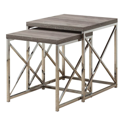Monarch Contemporary Accent 2-Piece Dark Taupe Nesting End Tables & Side Table