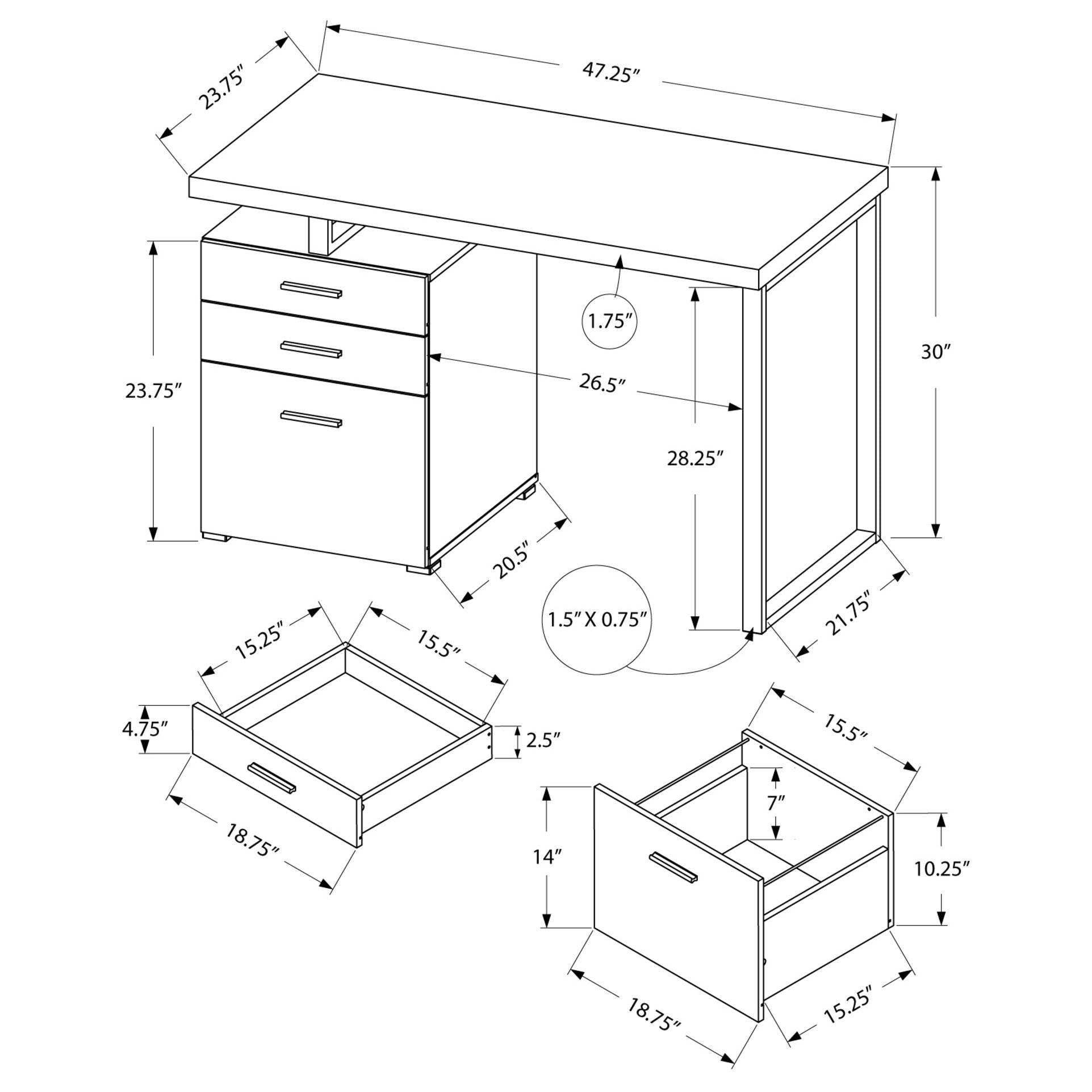 Monarch Specialties Left/Right Facing Contemporary Office Computer Desk (3 Pack)