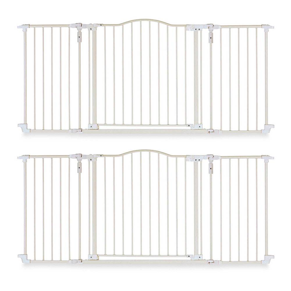 North States Deluxe Decor Baby Pet Metal Gate - Linen 38-72 Inches Wide (2 Pack)