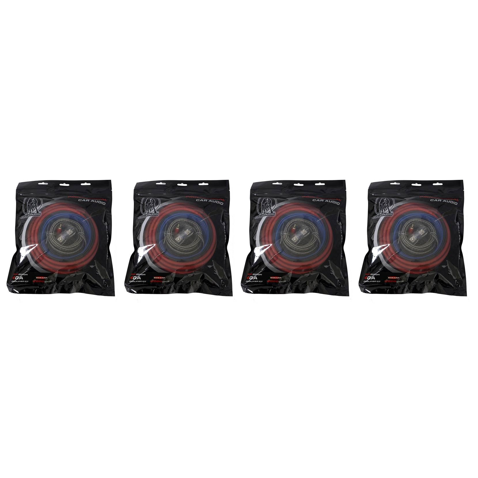 Bullz Audio 4 Gauge Car Amplifier Installation Power Wiring Kit BGE4RP (4 Pack)