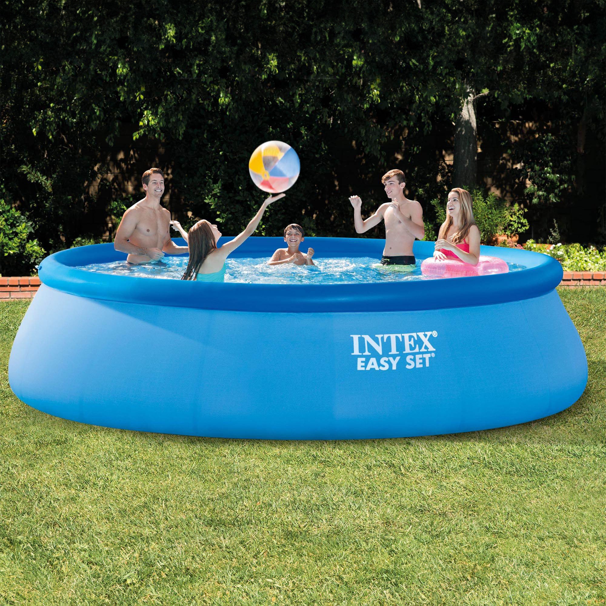 Intex 15' x 42" Easy Set Portable Inflatable Swimming Pool and Maintenance Kit - VMInnovations