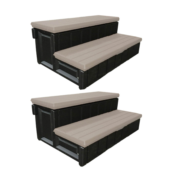 Confer Plastics Leisure Accents Spa Hot Tub Storage Steps, Portobello (2 Pack) - VMInnovations