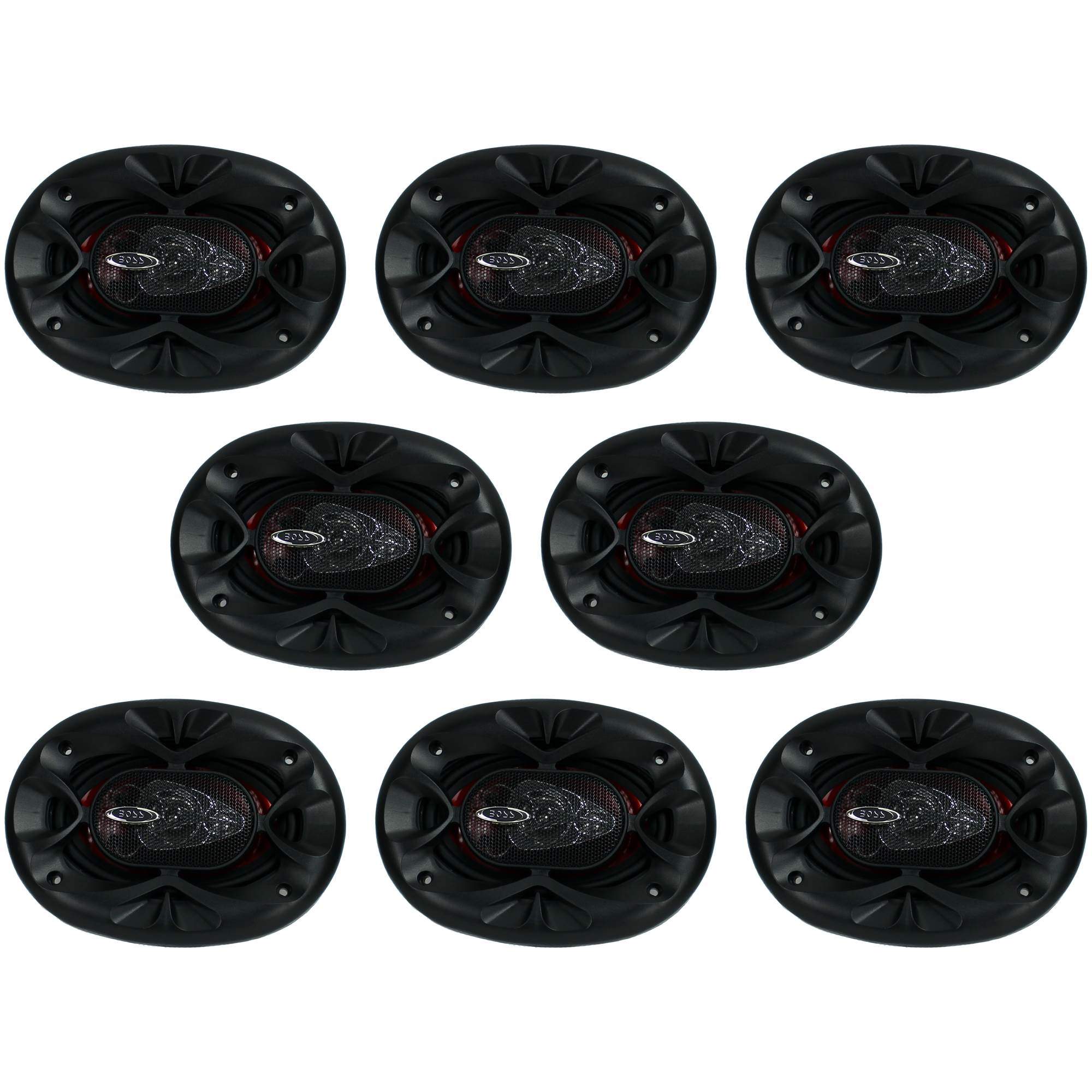 BOSS CH4630 4"x 6" 250W 3-Way Car Audio Coaxial Speakers Stereo Red (8 Pack)