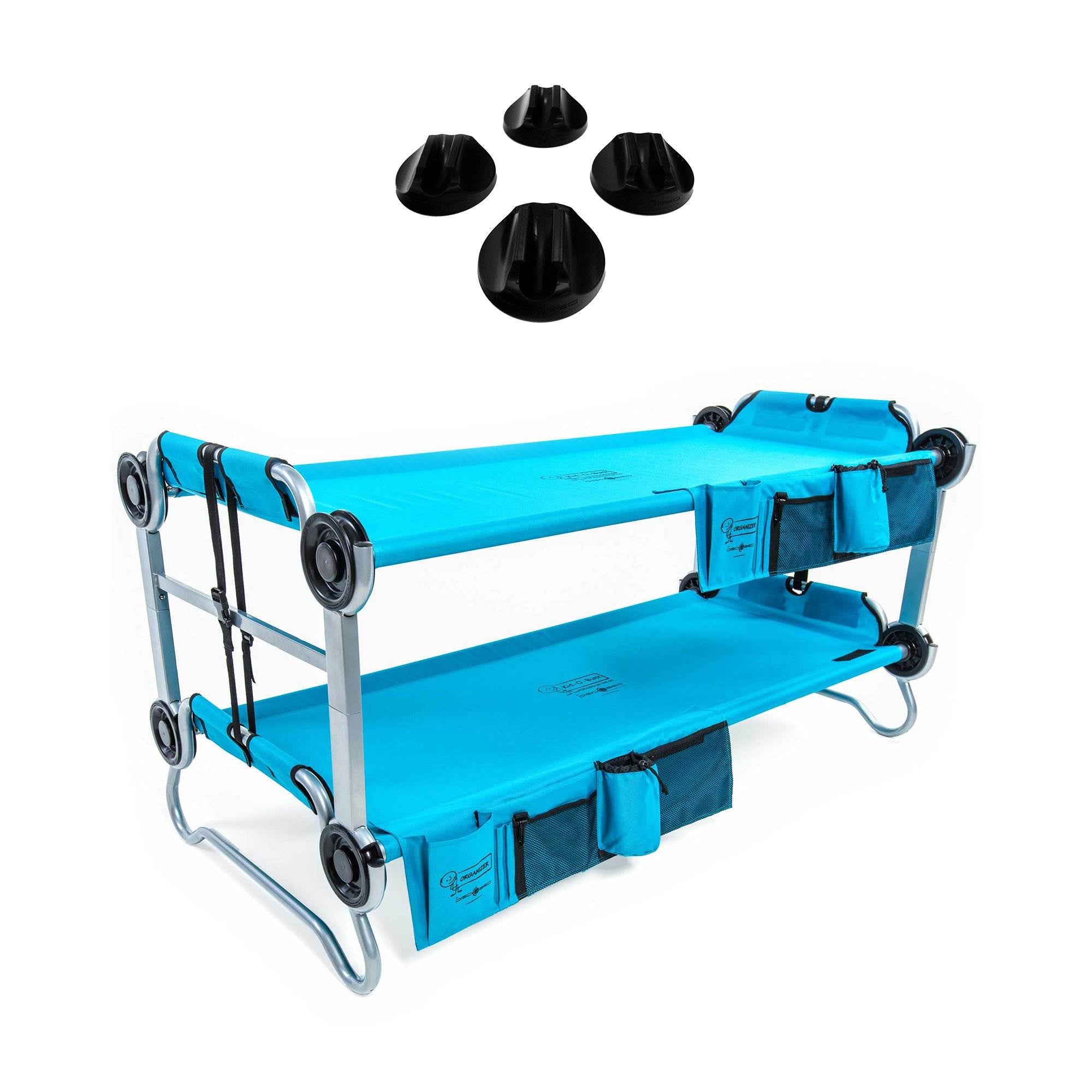 Disc-O-Bed Youth Kid-O-Bunk Benchable Camping Cot, Teal & Non-Slip Foot Pads