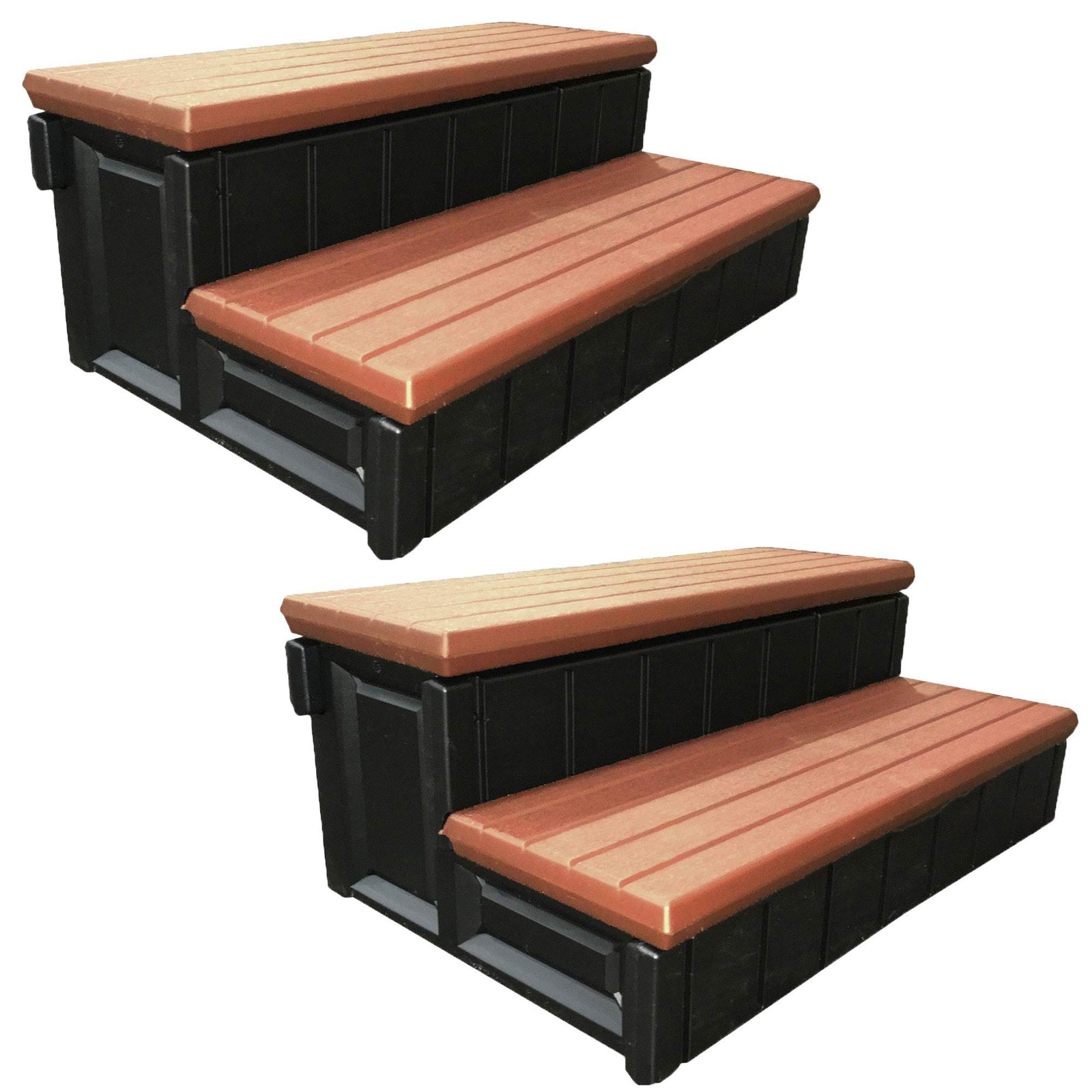 Confer Plastics Leisure Accents Deluxe 36"W Spa Hot Tub Steps, Redwood (2 Pack) - VMInnovations