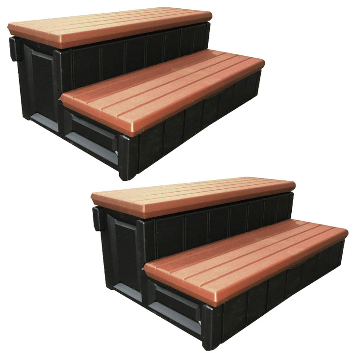 Confer Plastics Leisure Accents Deluxe 36"W Spa Hot Tub Steps, Redwood (2 Pack) - VMInnovations