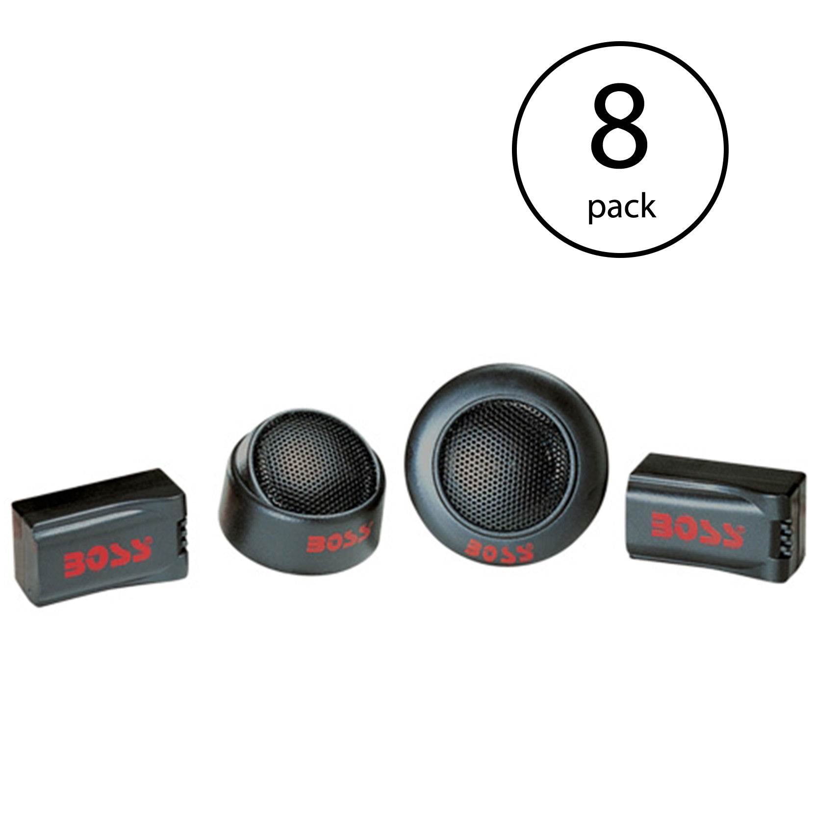 BOSS TW15B 250W 1" Micro Dome Car Audio Tweeters Black + Crossovers (8 Pack)
