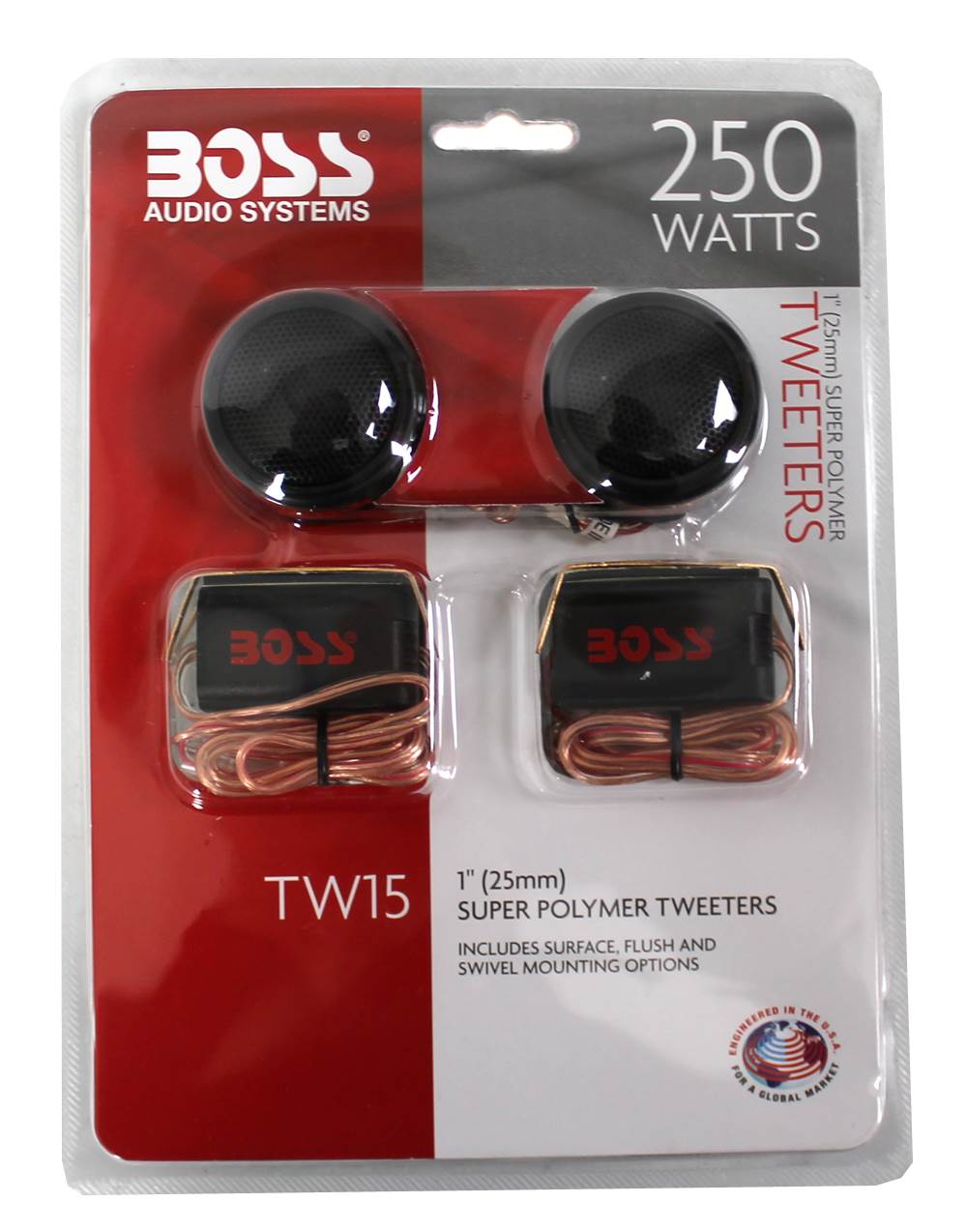 BOSS TW15B 250W 1" Micro Dome Car Audio Tweeters Black + Crossovers (8 Pack)
