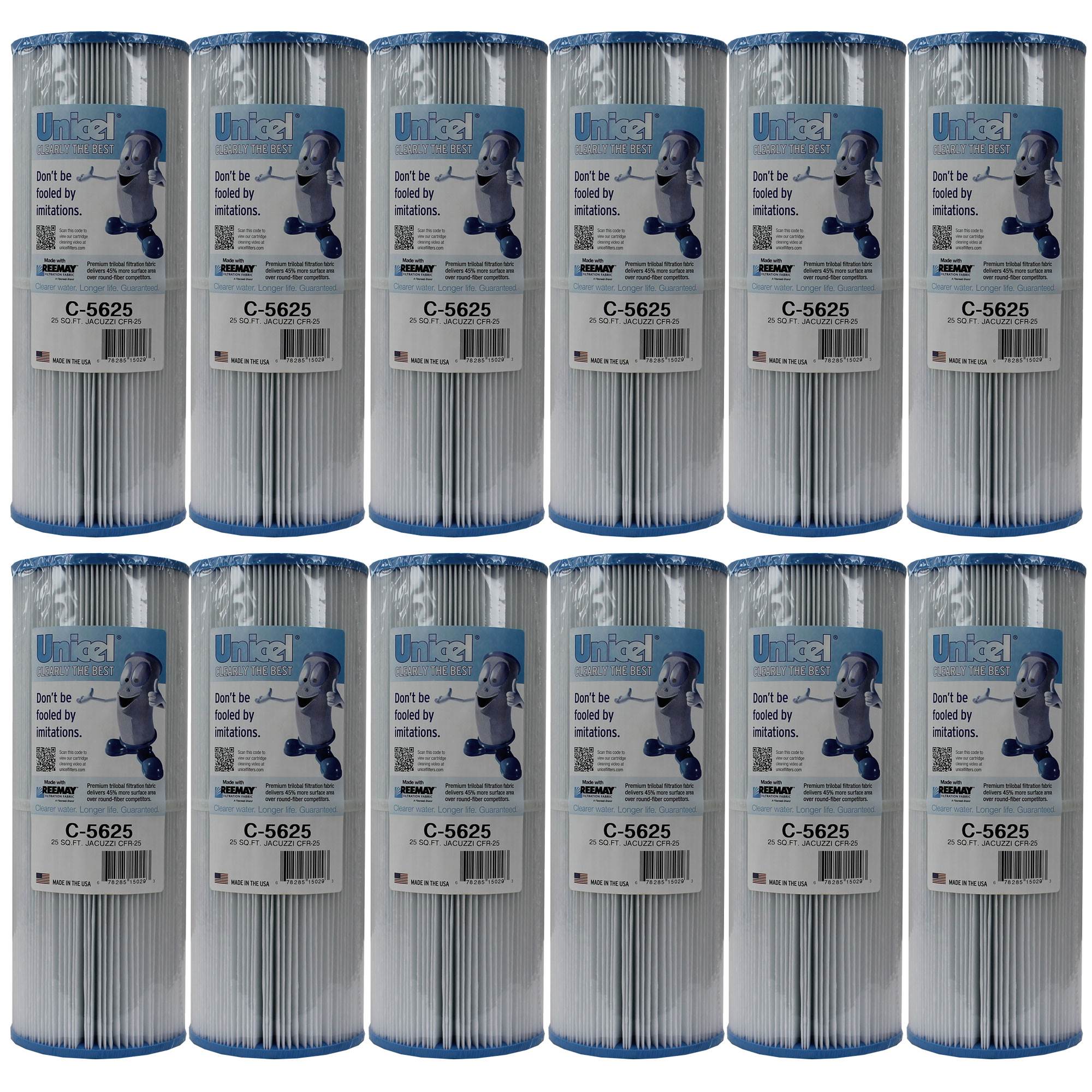 Unicel Spa Replacement Cartridge Filter 25 SqFt CFR-25 In-line (12 Pack)