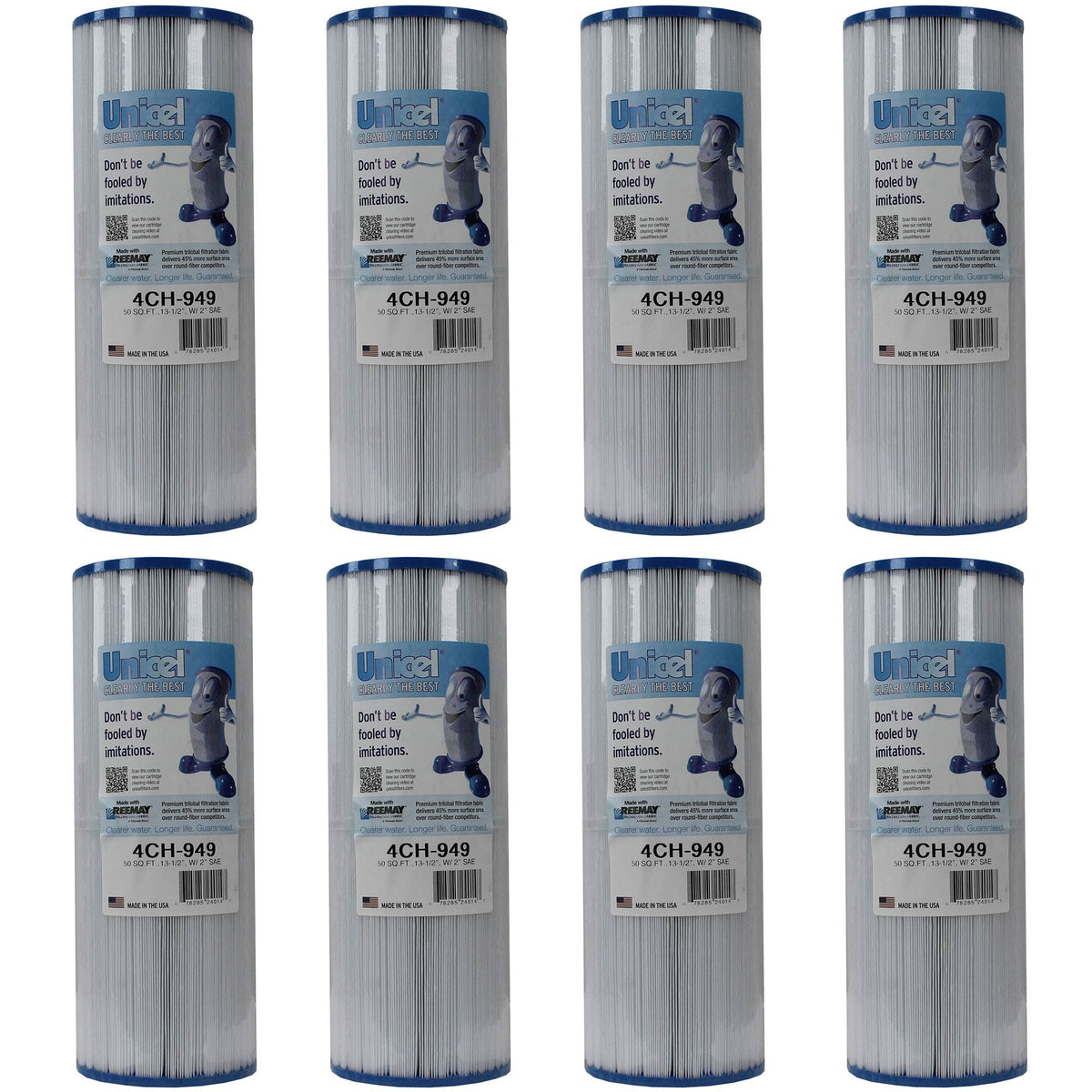 Unicel 4CH-949 Swimming Pool Spa Replacement Filter Cartridge 50 Sq Ft (8 Pack)