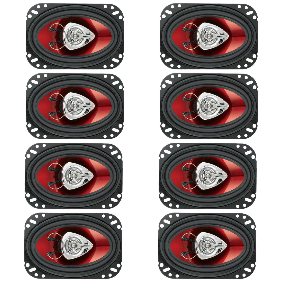 BOSS CH4620 4x 6" 200W 2 Way Car Coaxial Audio Speakers Stereo Red (8 Pack)