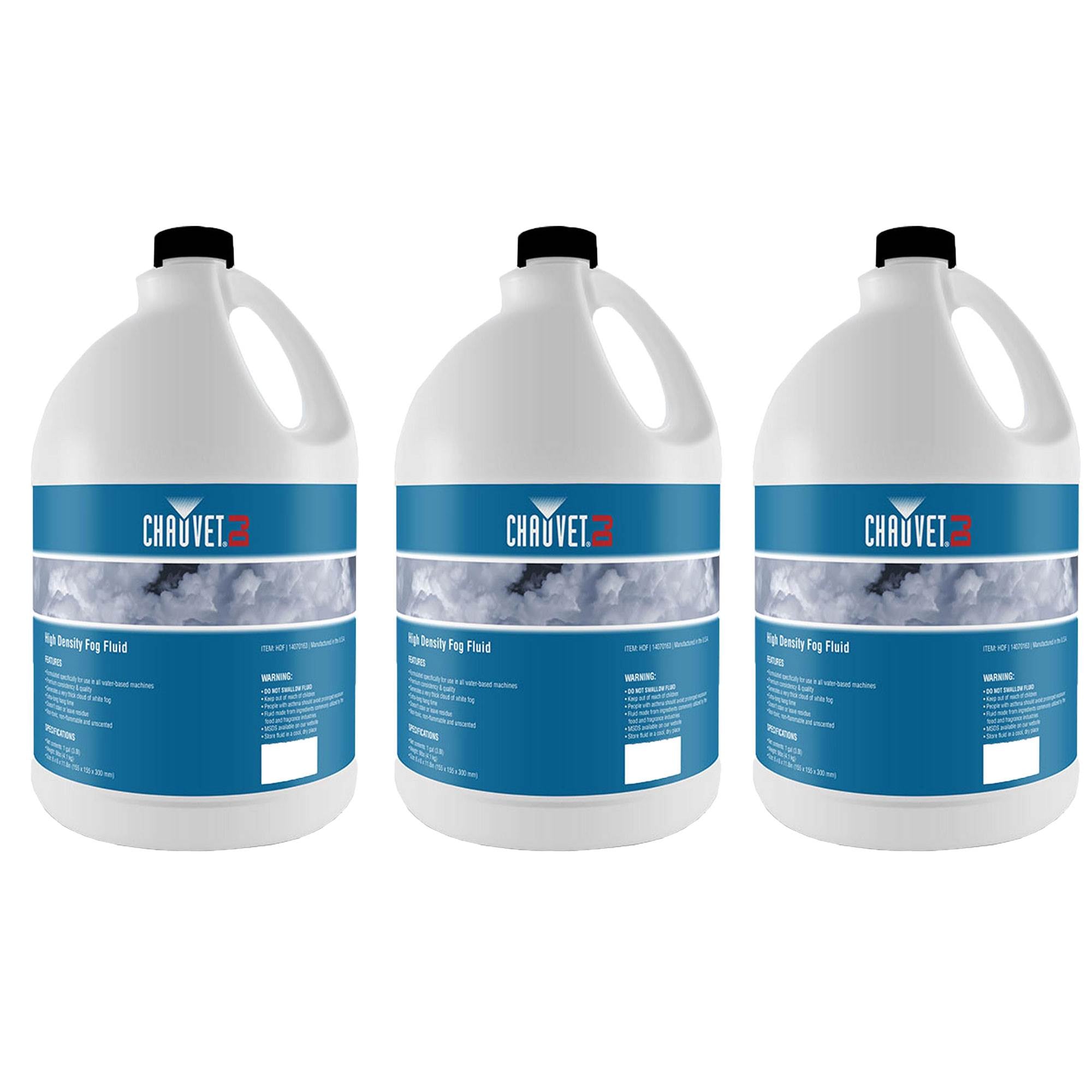 Chauvet DJ HDF 1 Gallon of High Density Fog/Smoke Juice Fluid Machines (3 Pack)