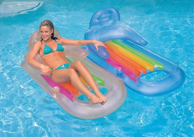 Swimline Basketball Game w/Ball + Intex Lounger w/Headrest & Cupholder (2 Pack)