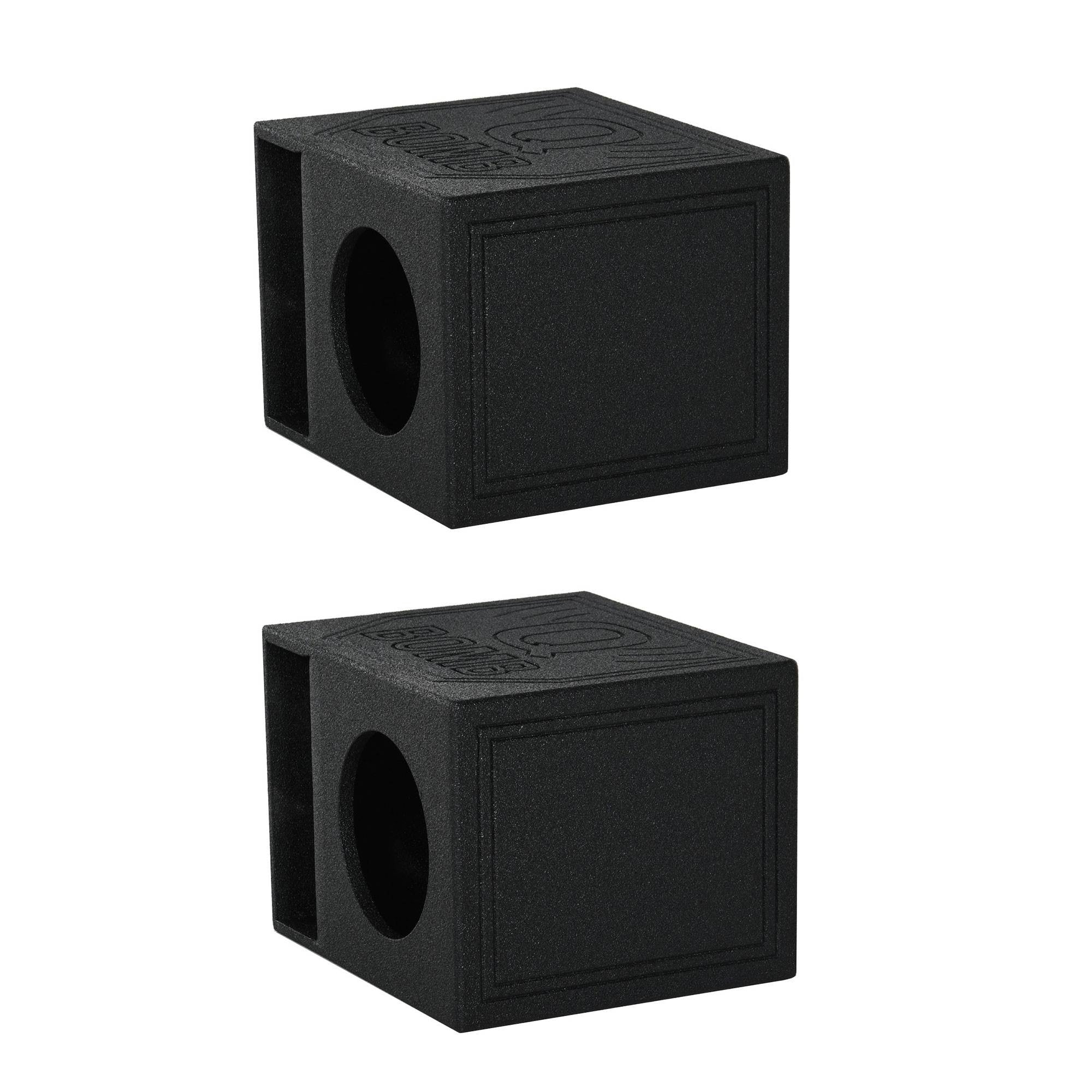 Q Power QBomb Single 12" Vented Port Subwoofer Box w/ Bedliner Spray (2 Pack)