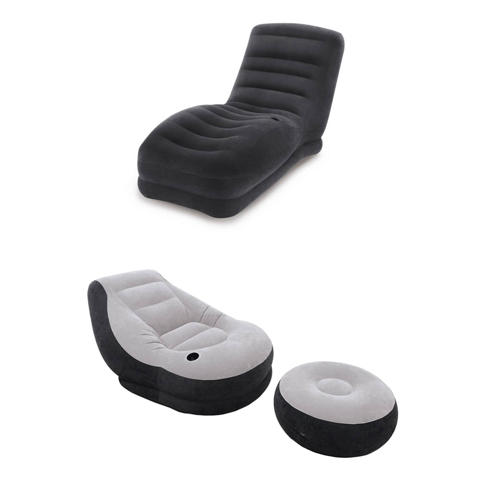 Intex Lounge Chair w/Built-In Cup Holder + Chair w/Cup Holder And Ottoman Set