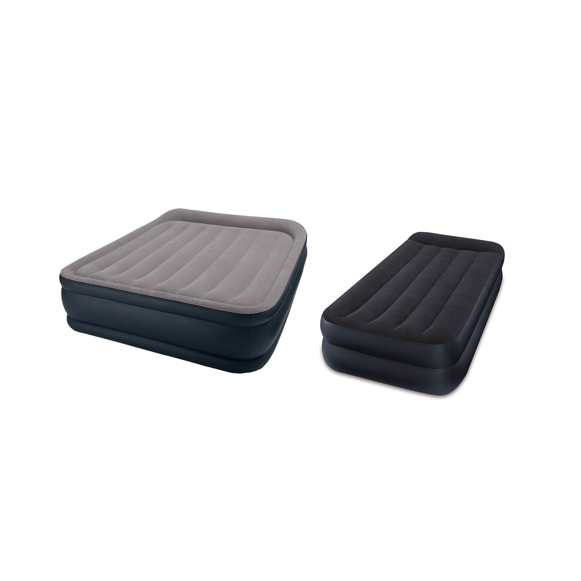 Intex Queen and Twin Pillow Rest Air Mattress Airbed Beds with Built-In Air Pump