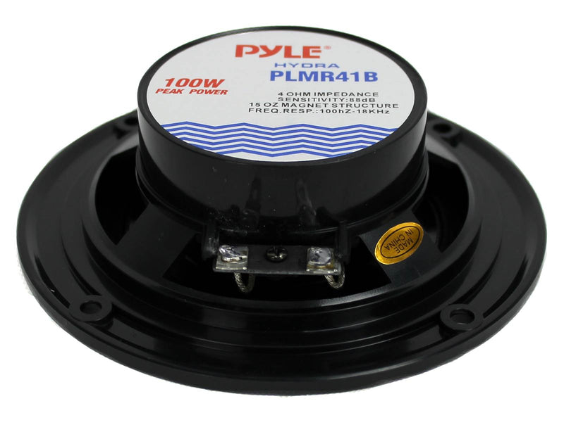 PYLE PLMR41B 4" 100W Dual Cone Waterproof Marine Boat Stereo Speakers (4 Pair)