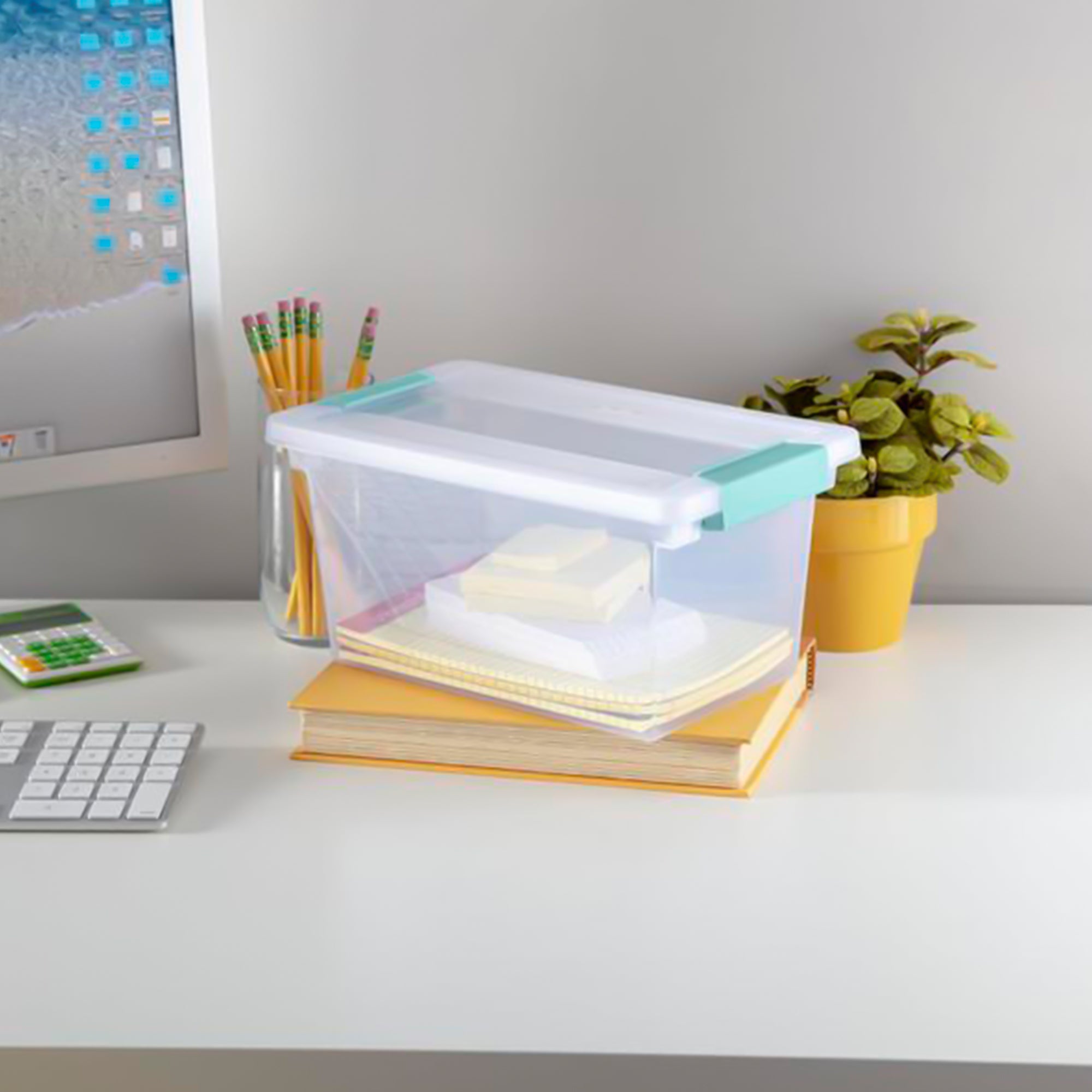 Sterilite 64 Quart Latching Storage Tote Box (6 Pack) + Medium Clip Box (4 Pack) - VMInnovations