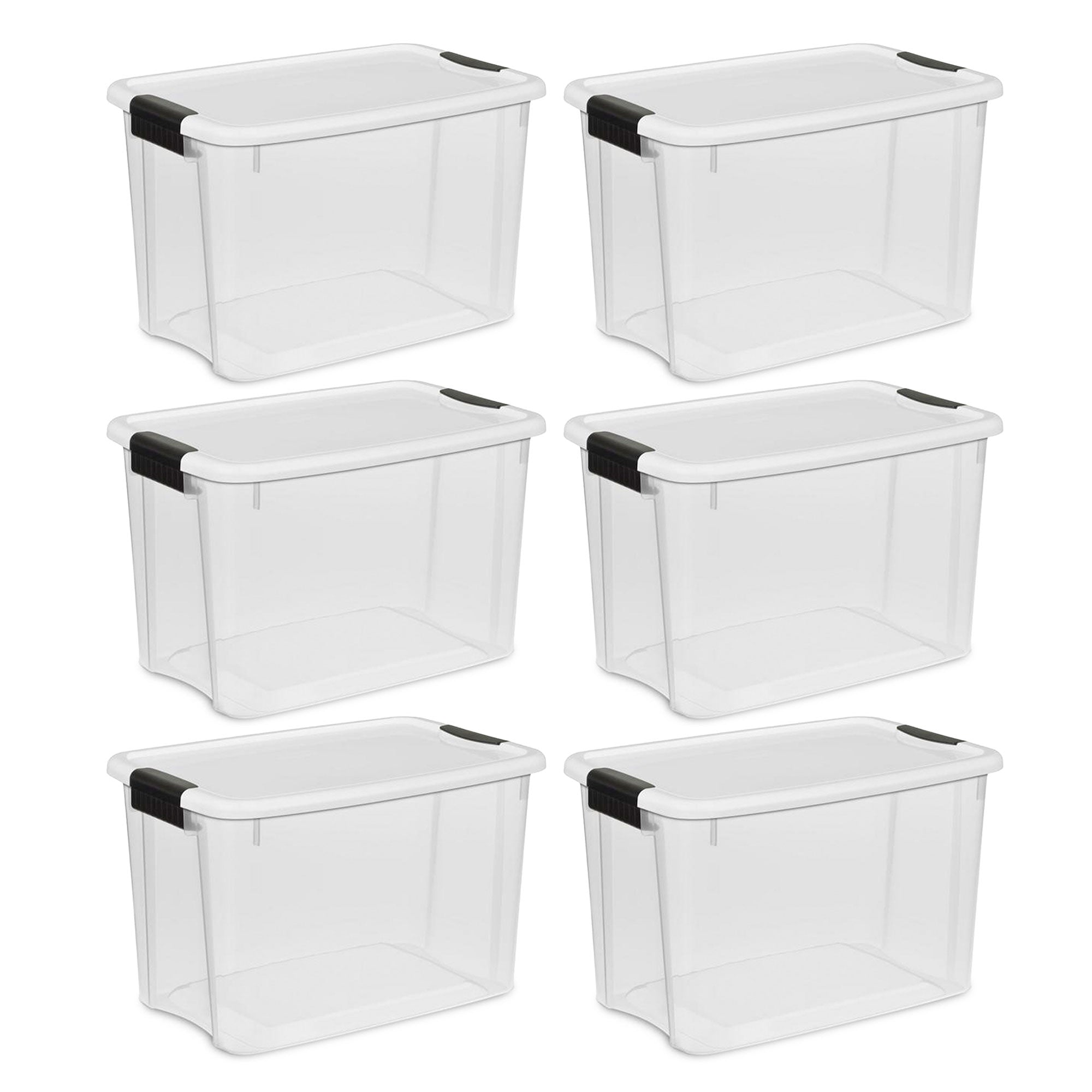 Sterilite 30 Qt 6-Pack & 18 Qt 6-Pack Clear Plastic Stackable Storage Bin w/ Lid - VMInnovations