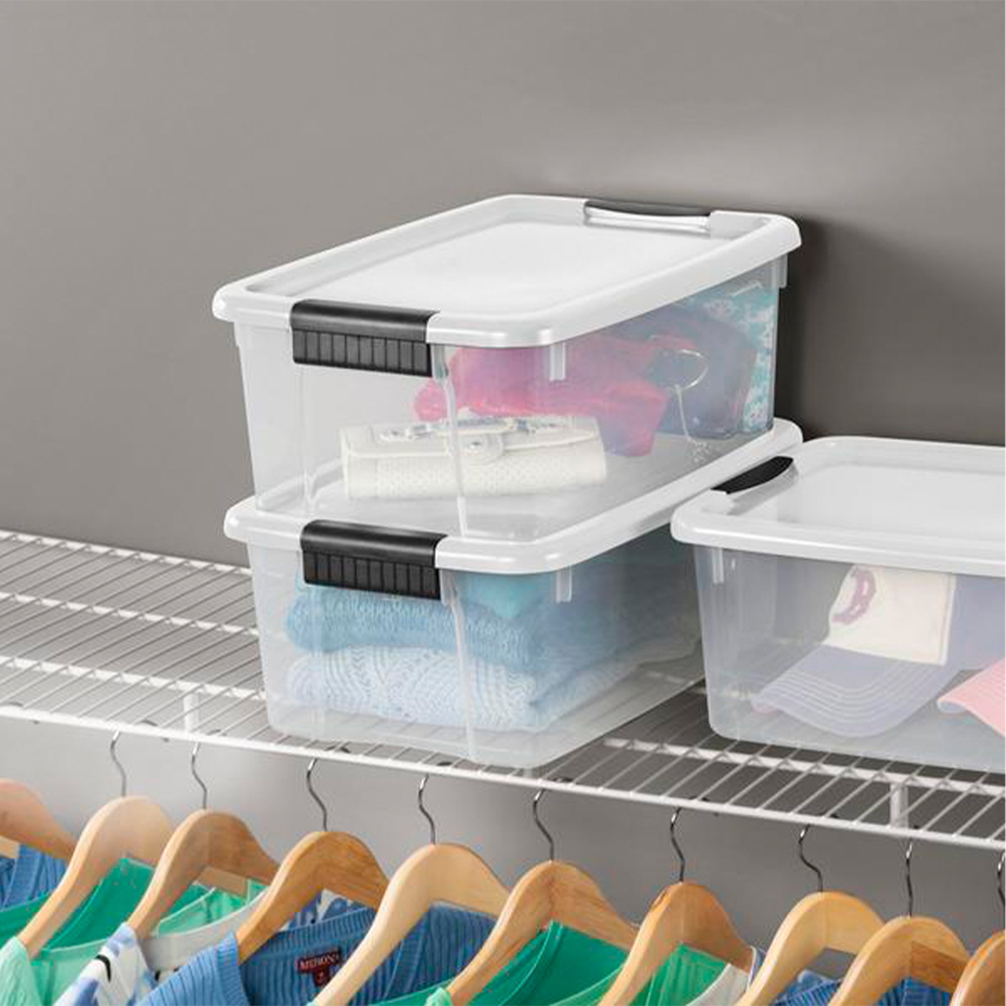 Sterilite 30 Qt 6-Pack & 18 Qt 6-Pack Clear Plastic Stackable Storage Bin w/ Lid - VMInnovations