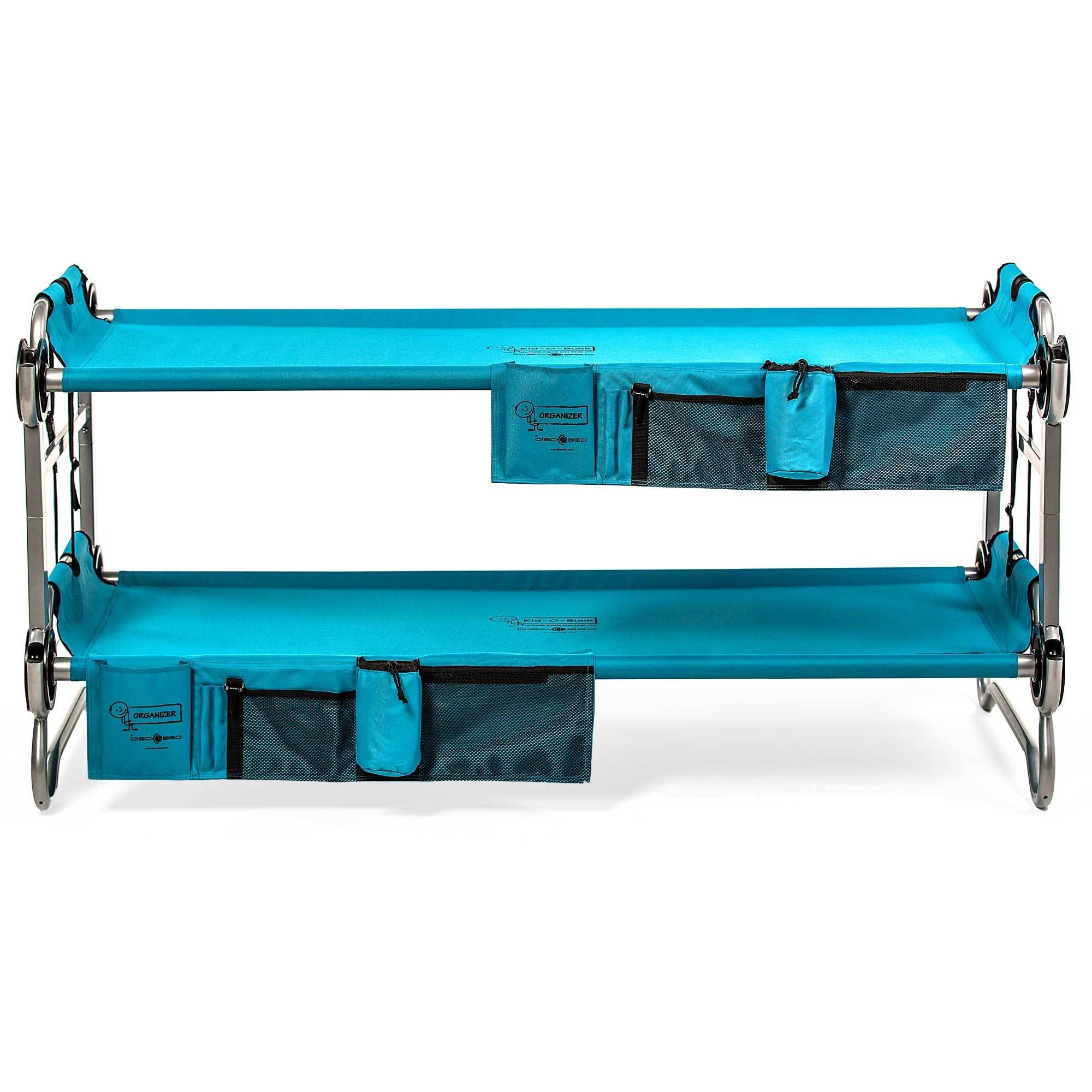 Disc-O-Bed Youth Kid-O-Bunk Benchable Camping Cot with Organizers, Blue (2 Pack) - VMInnovations