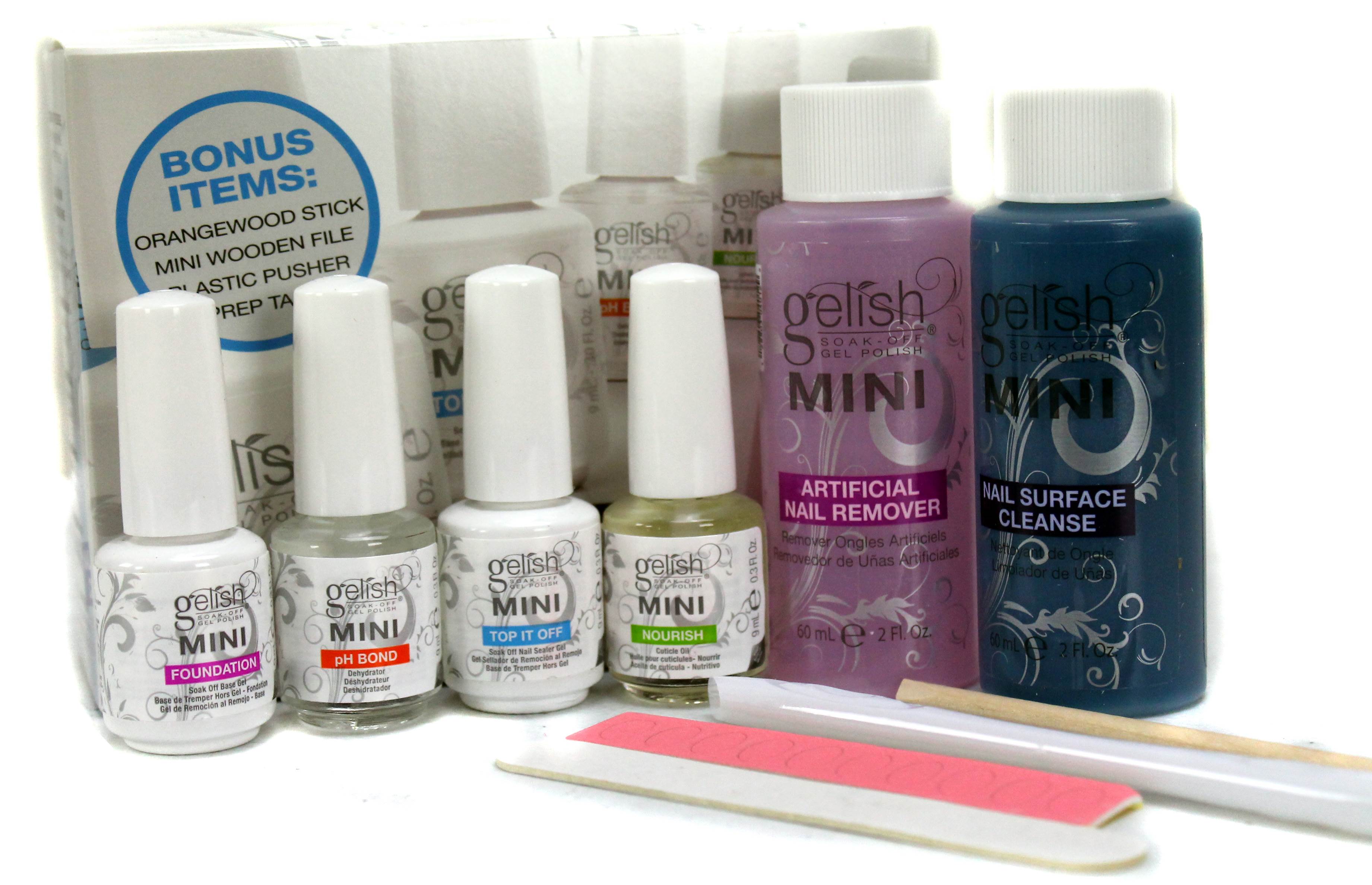 Gelish Complete Basix Gel Nail Polish Starter Kit Package with 6 Pack Polish Set