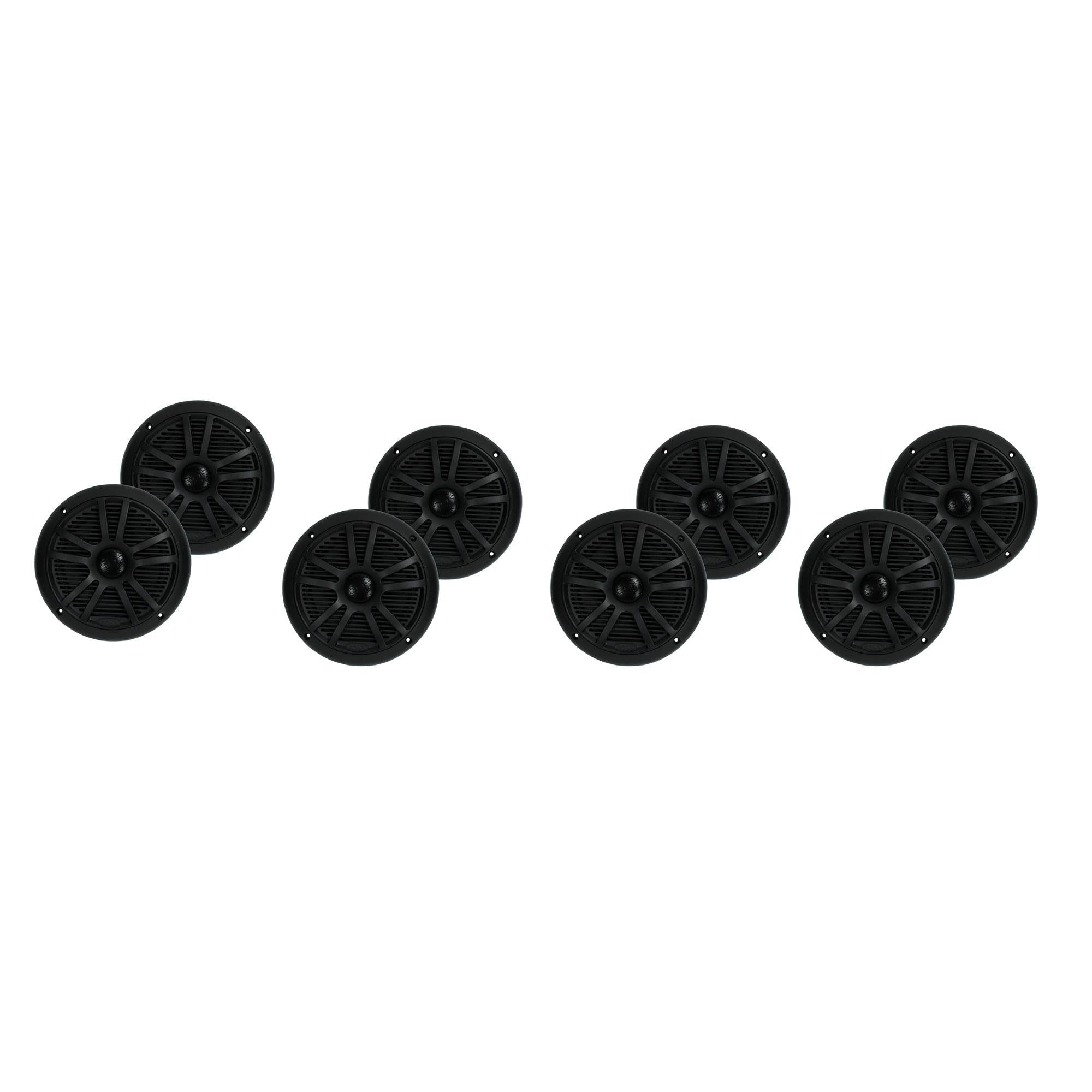 BOSS MR6B 6.5 Inch Dual Cone Black Marine Audio Speakers 180 Watt (8 Speakers) - VMInnovations