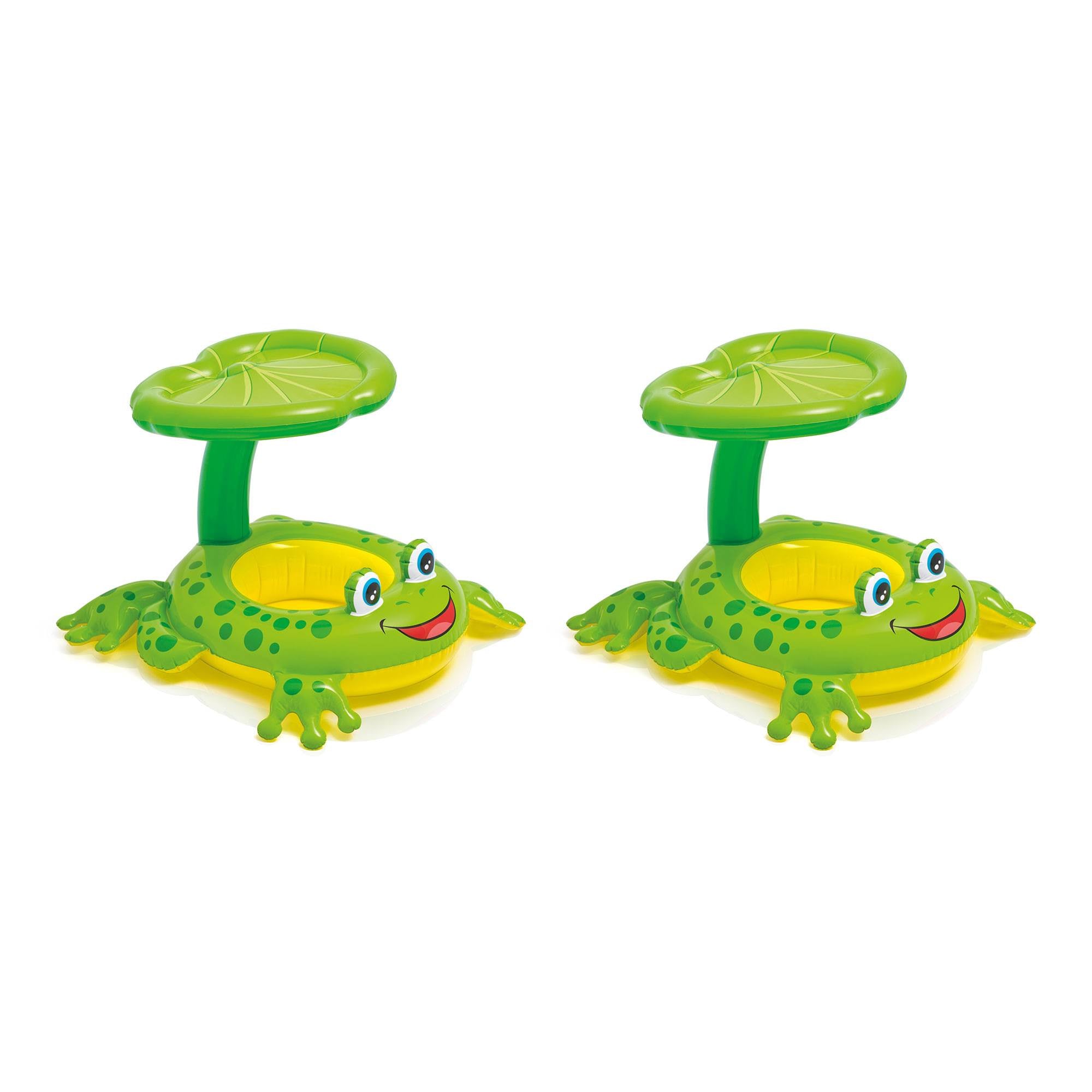 Intex Froggy Friend Shaded Canopy Baby Kiddie Pool Floating Water Raft (2 Pack)