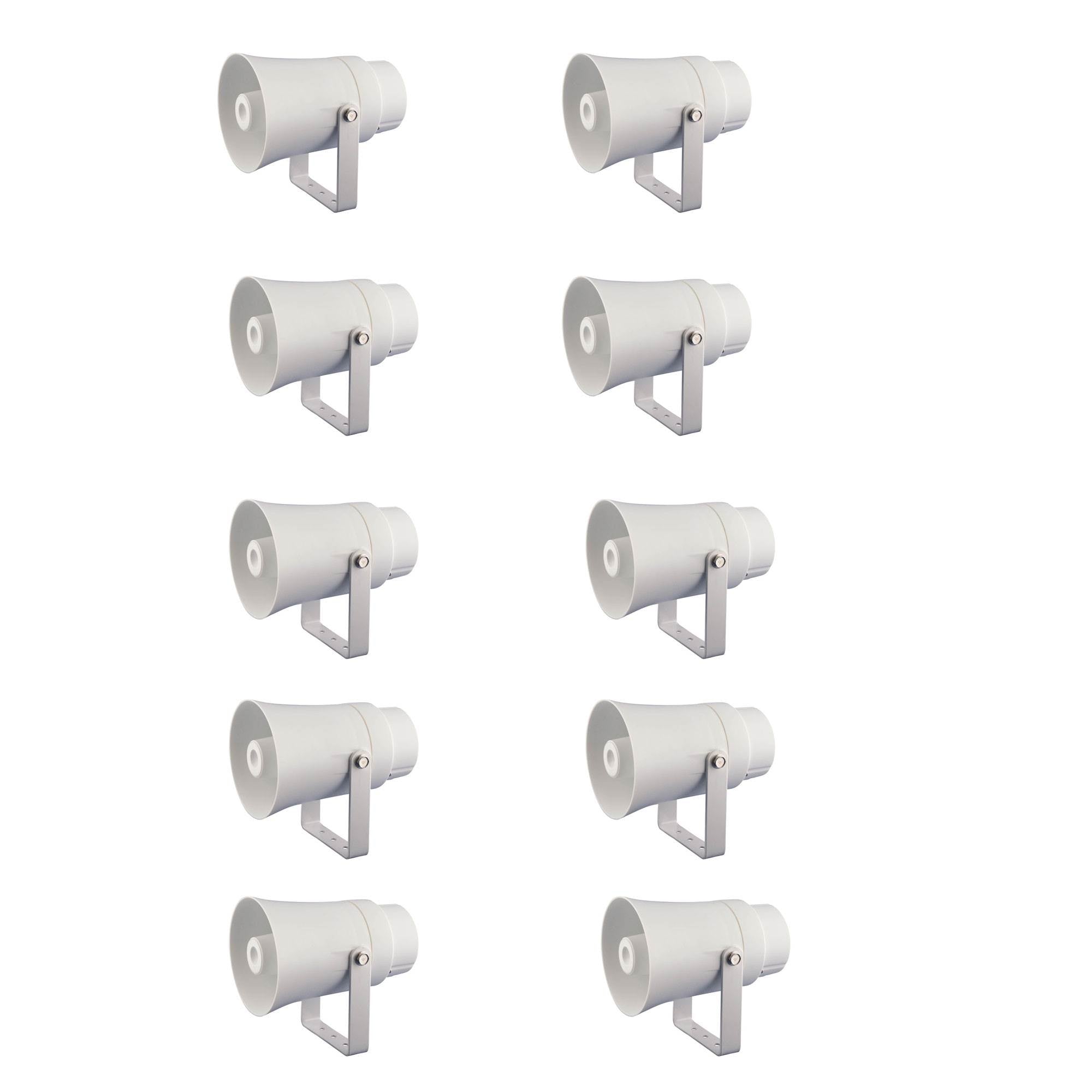 Pyle PHSP10TA 5.6" Indoor/Outdoor PA Horn Speaker 70 Volt 8 Ohm, White (10 Pack) - VMInnovations