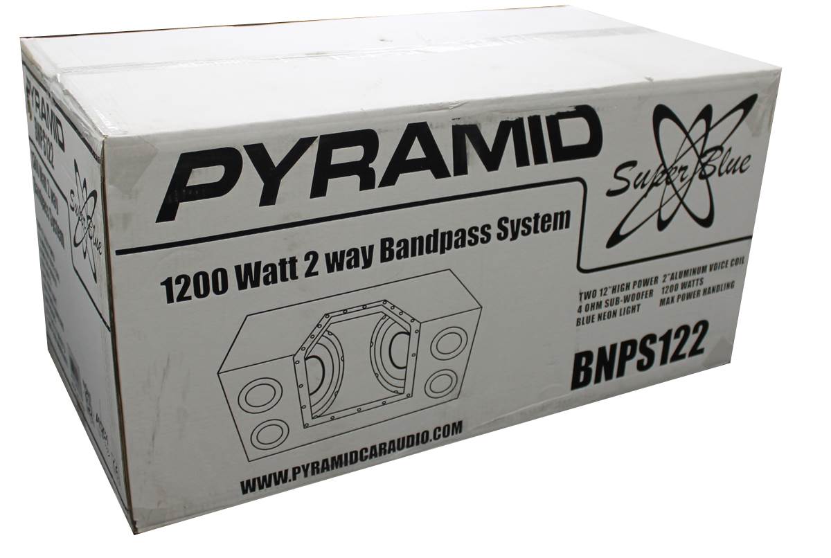Pyramid 12" 1200W Car Audio Subwoofer Bandpass Enclosure Box & Amp w/ MOSFET