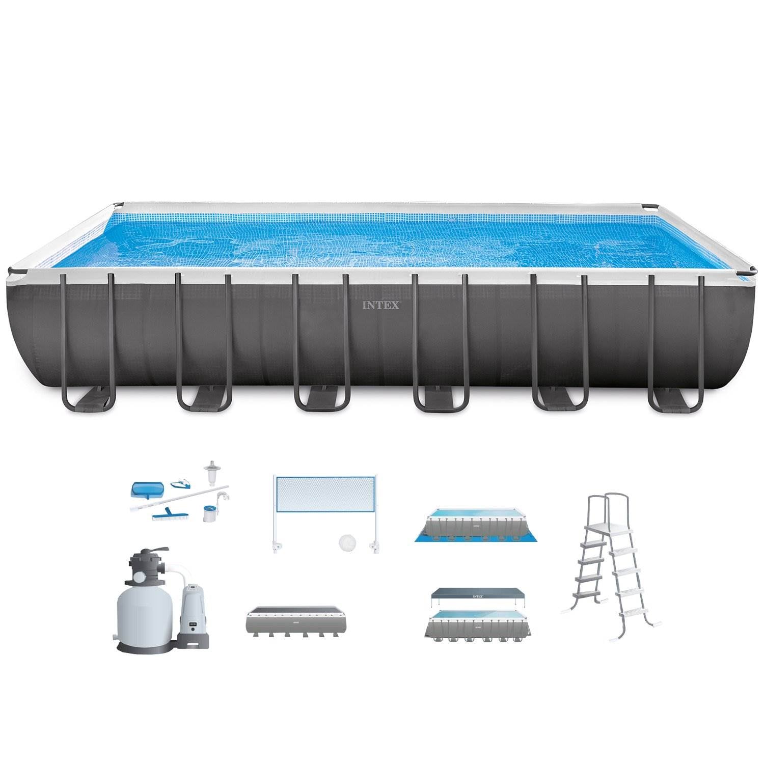 Intex 24' x 12' x 4.3' Ultra Frame Above Ground Swimming Pool & Sand Pump (2 Pk)