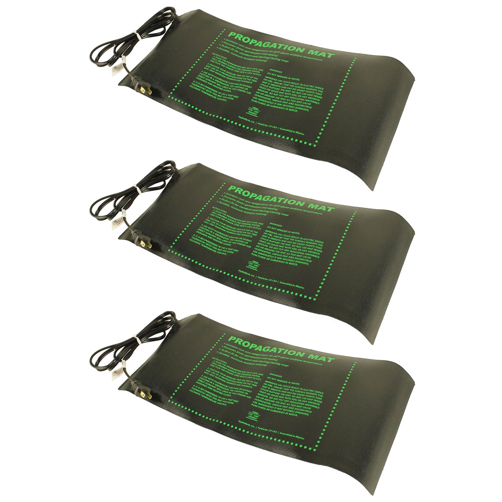 Hydroponic 17W Seed Start Seedling Propagation Heat Mat 8.87 x 19.5" (3 Pack)