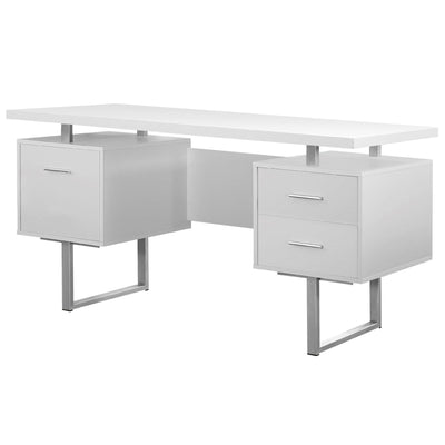 Monarch 60" Contemporary Modern Home Office Study Computer Desk, White (2 Pack)