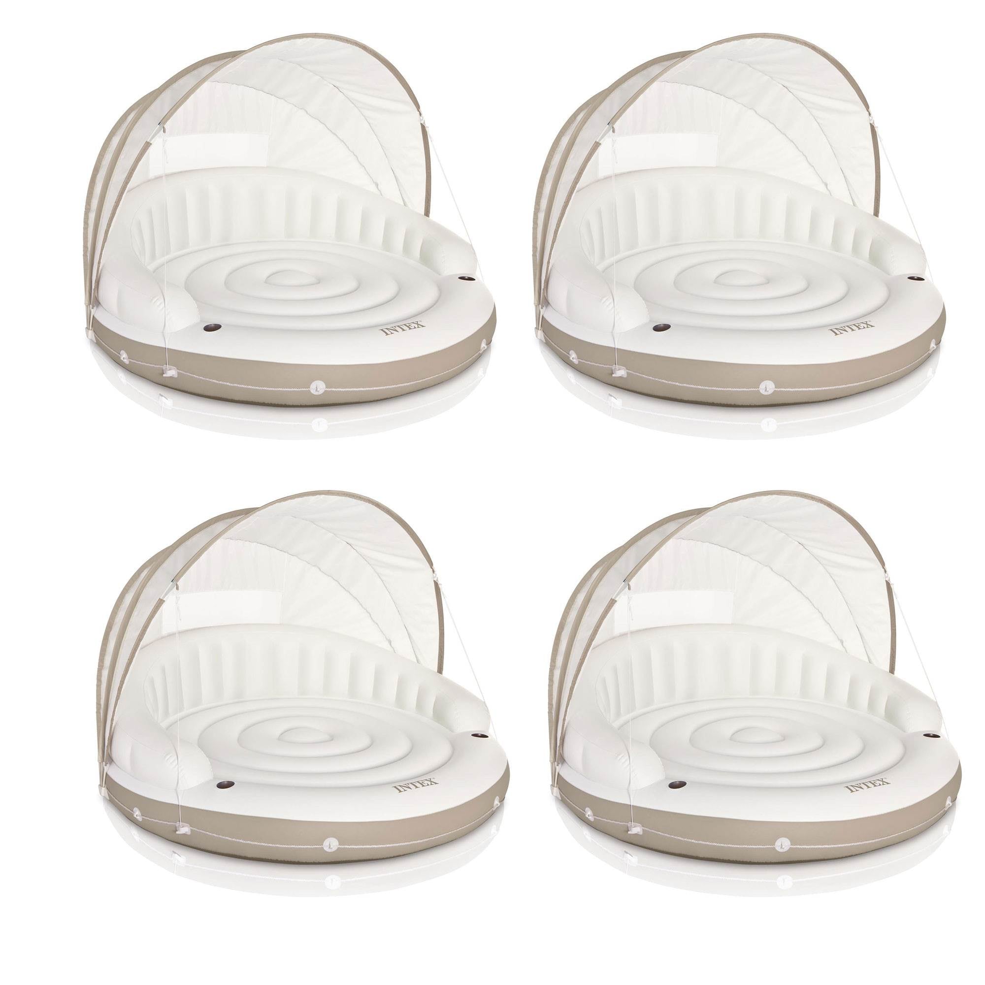Intex 78 x 59 Inflatable Pool Canopy Island Lounge Water Raft w/ Shade (4 Pack)