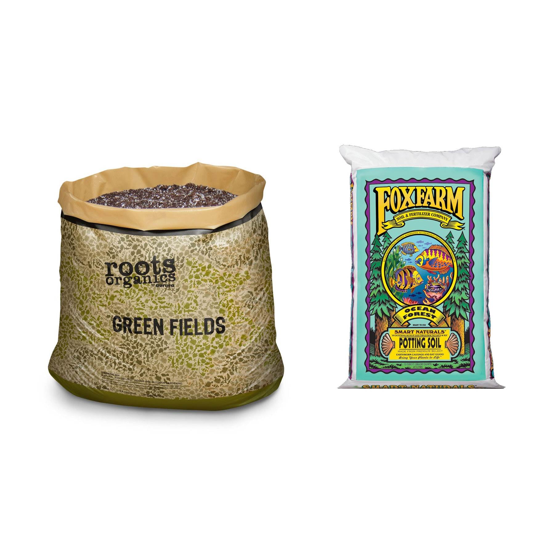 FoxFarm Ocean Forest Garden Potting Soil and Roots Organics Green Fields Soil