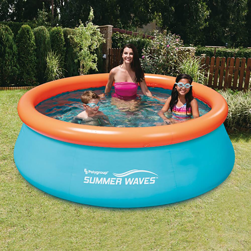 Summer Waves 8ft x 30in Inflatable Kids Pool & 8ft Above Ground Pool Cover