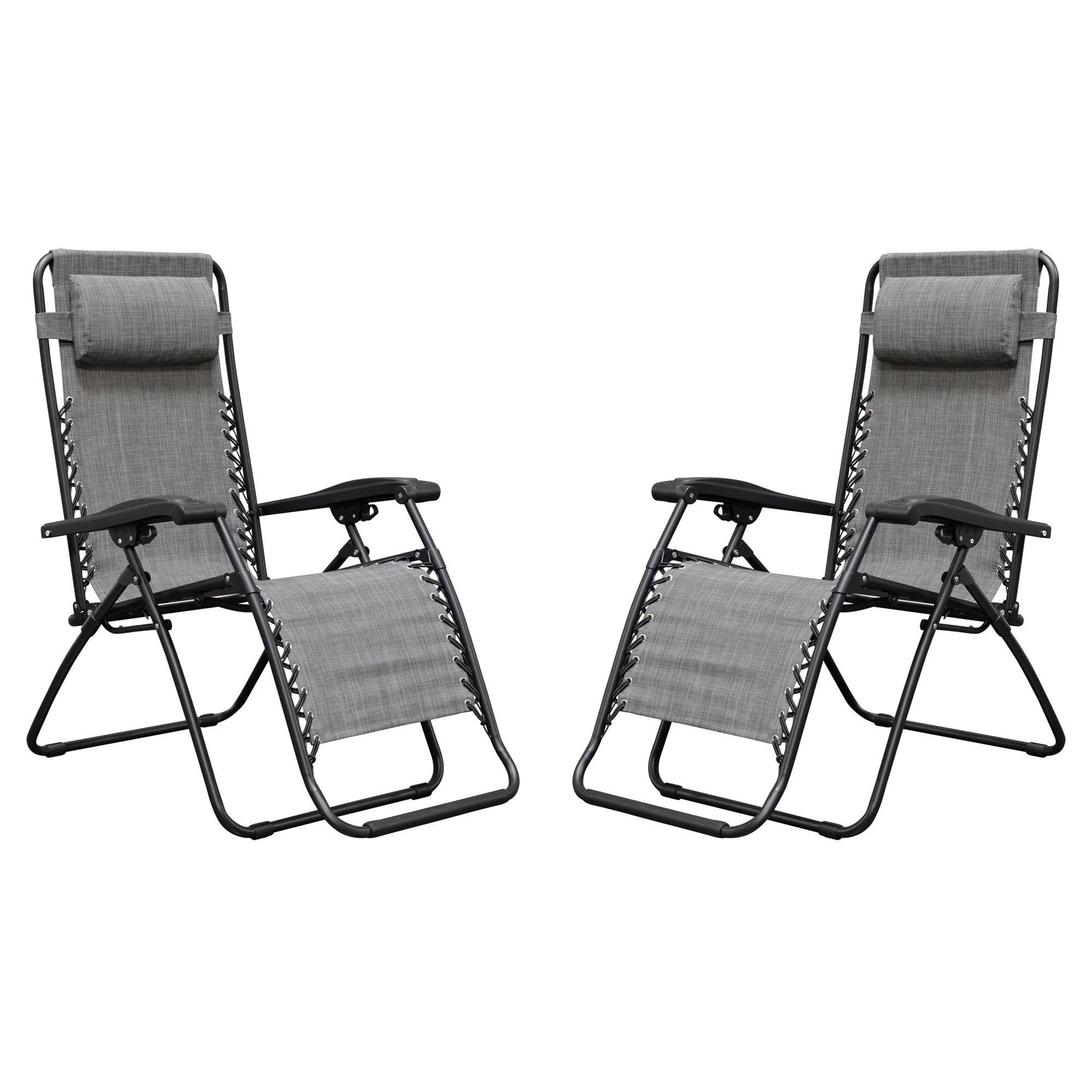 Caravan Canopy Infinity Zero Gravity Steel Frame Patio Deck Chair, Grey (6 Pack)