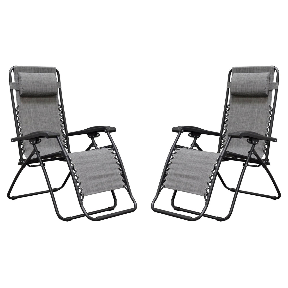 Caravan Canopy Infinity Zero Gravity Steel Frame Patio Deck Chair, Grey (6 Pack)